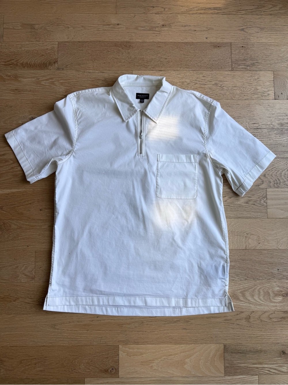 Men's Club Monaco White Short-Sleeve Zip Polo Shirt